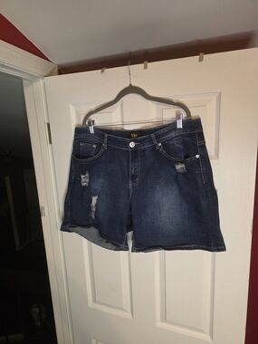 Dark Indigo Distressed Jean Shorts for Women